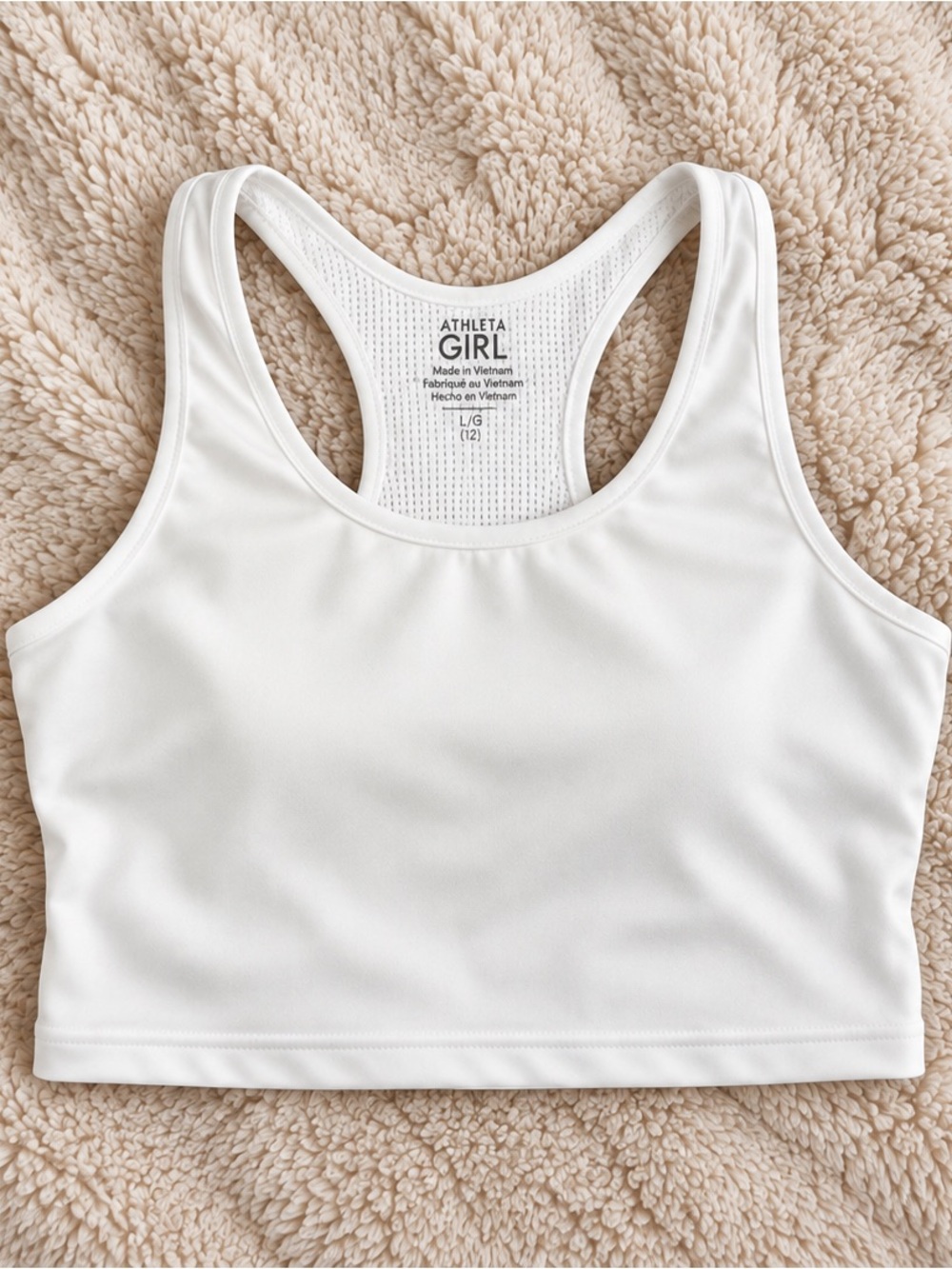 Athleta Girl White Racerback Girl Sports Bra Top